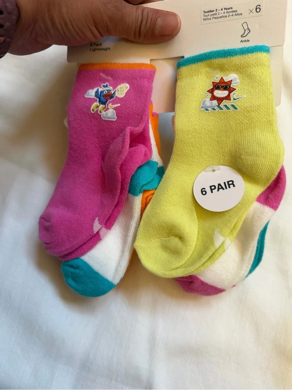 Nike Kids 6-Pair Ankle Socks - Pink, Lime & Teal Accents